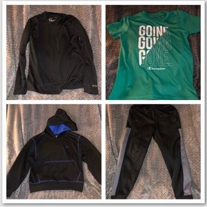 4 items Boys Champion t-shirt, long sleeve shirt, sweat shirt and pants